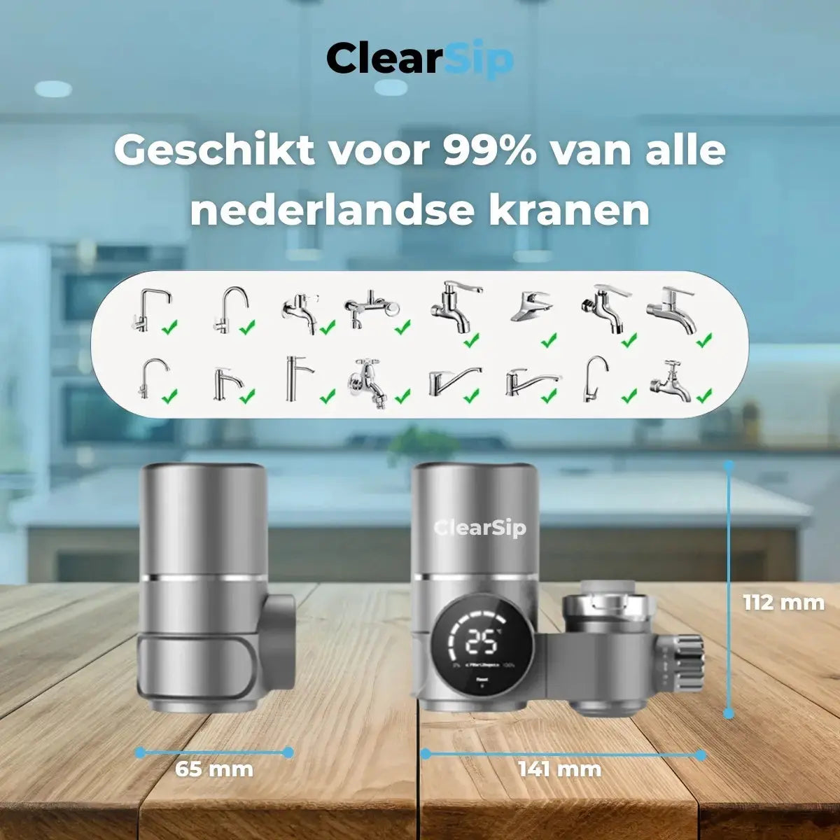 ClearSip 8-Laags UV Kraanfilter – Universele LED Waterfilter voor op je Kraan ClearSip