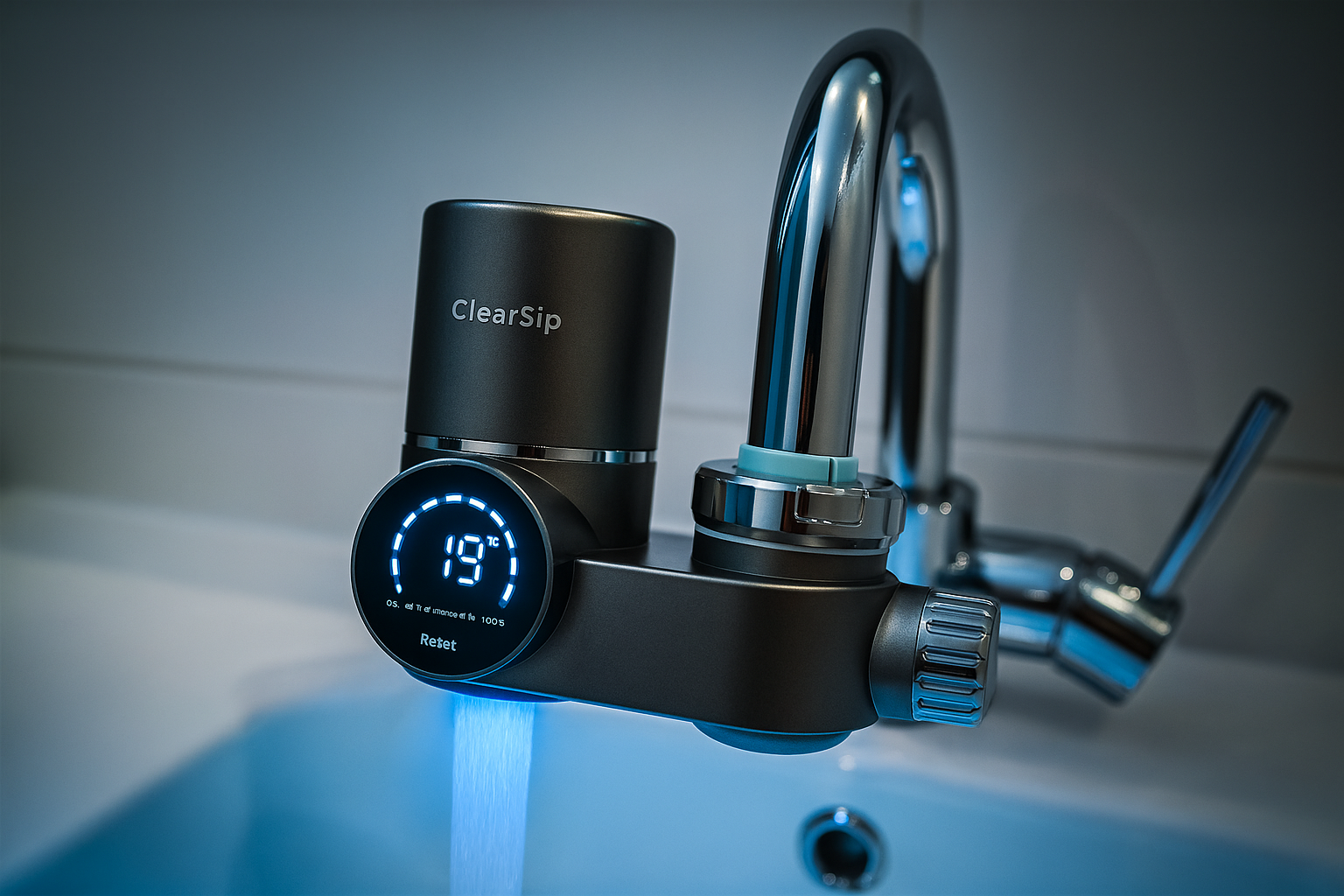 ClearSip kraanfilter met LED-display zuivert direct drinkwater uit de keukenkraan