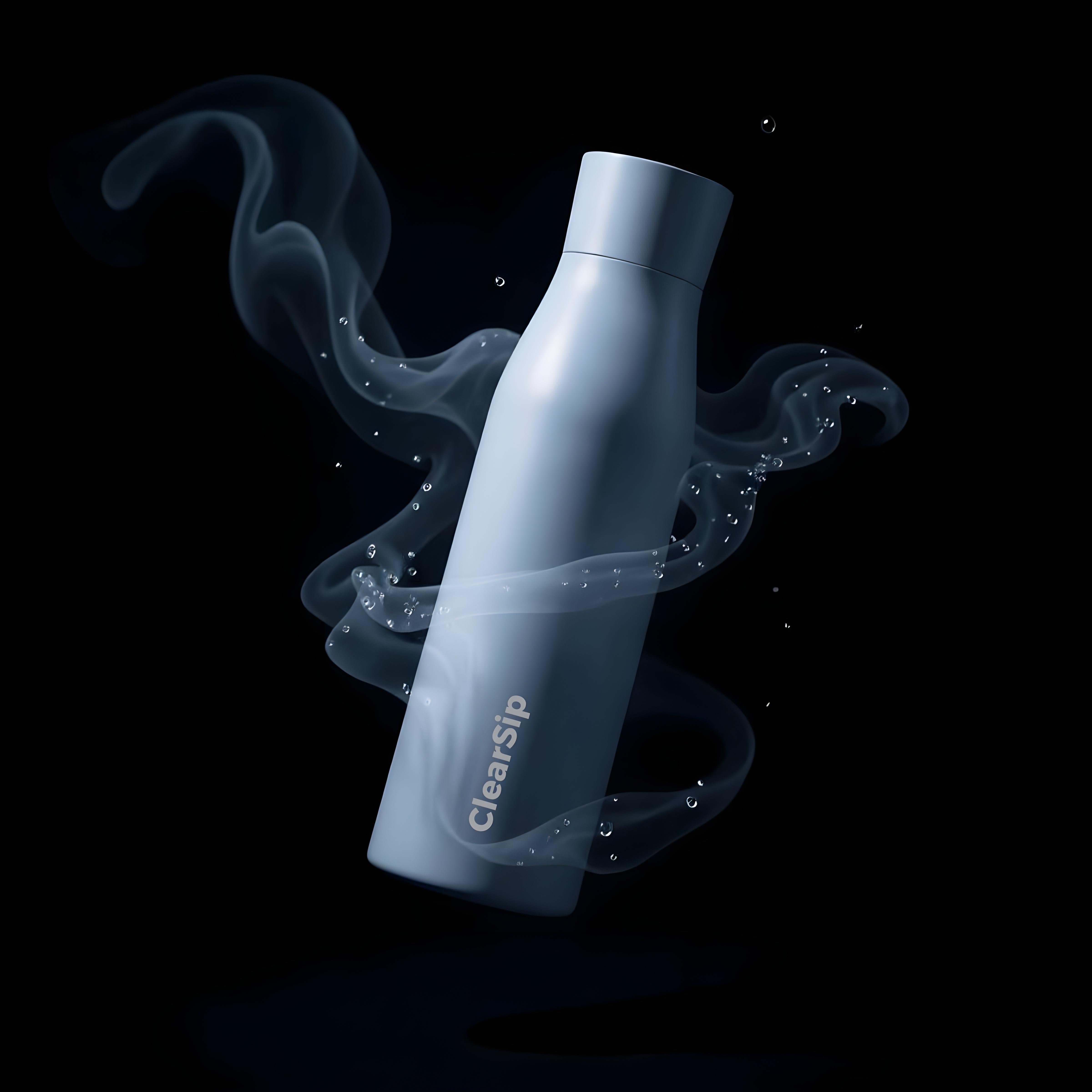 ClearSip slimme UV-C waterfles pastelblauw – zelfreinigende drinkfles met drinkherinnering